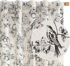 jinchan Linen Floral Curtains for Living Room 63 Inch Length Black Printed - Image 8