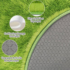 4x4 ft Tie Dye Green Round Rug for Bedroom Room Fluffy Circle Rug Furry Carpet - Image 4