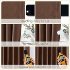 Rustic Brown 100% Blackout Linen Curtains 108 Inch Length 2 Panels Set - Image 5