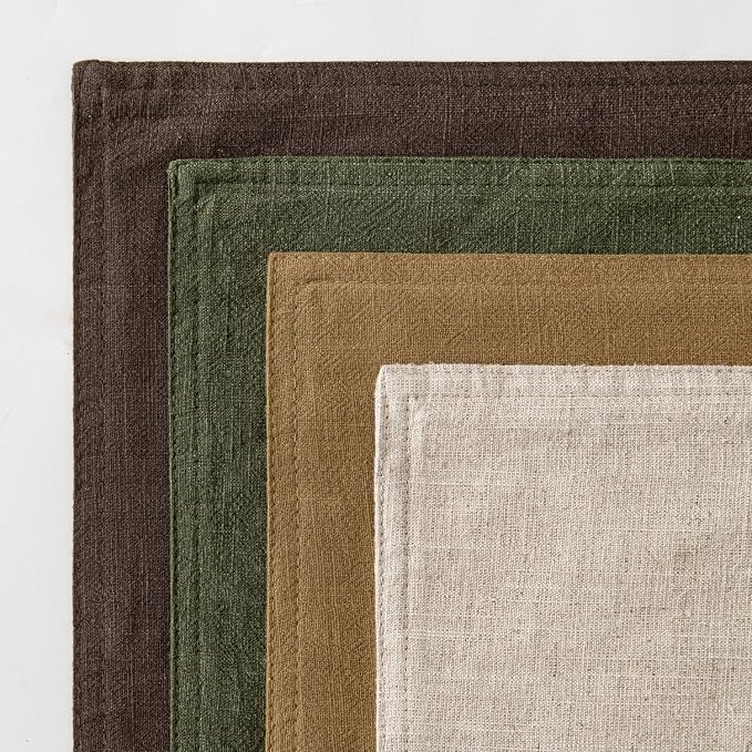 MIULEE Neutral Green/Brown Linen Pillow Covers Pack of 4 Decorative Natural - Image 6