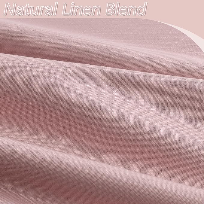 Guken 100% Blackout Linen Curtains 96 Inch 2 Panels Set - Image 3