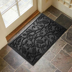 Boho Black Floral Leaves Outdoor Indoor Entrance Doormats, Absorbent Durable - Image 3