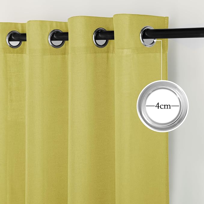 NICETOWN Bright Yellow Linen Curtains 96 inches Long, Grommet Thick Flax Light - Image 2