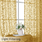 OWENIE Furman Gold Kitchen Curtains Tiers 36 inch Length, Light Filtering Soft - Image 2