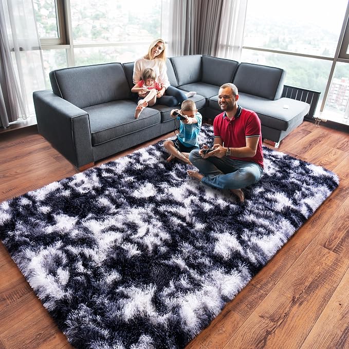 Black and White Rug for Bedroom, 4x6 Area Rug for Kids Room, Bedside Indoor - Image 7