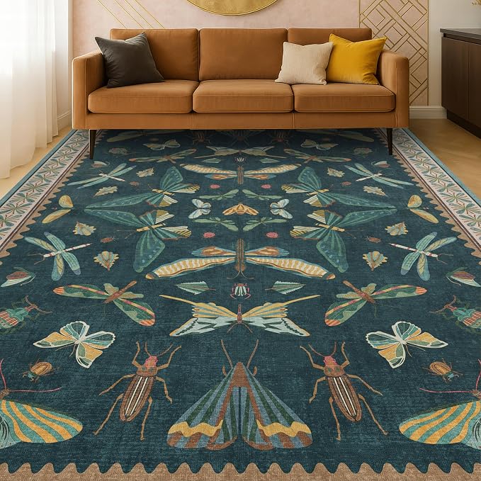 Hazo Haus Insect Blue Green Living Room Rug 5x8 - Image 8