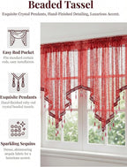 Molaxhome Swag Curtain 51 inch Length Rod Pocket Scalloped Curtain Valance - Image 4