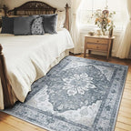 RELEANY Area Rugs 4'x6' Washable Non-Slip, Floral Vintage Distress Print - Image 2