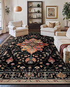 Area Rugs 10'x14' Washable Non-Slip, Floral Vintage Distress Print Pattern - Image 2