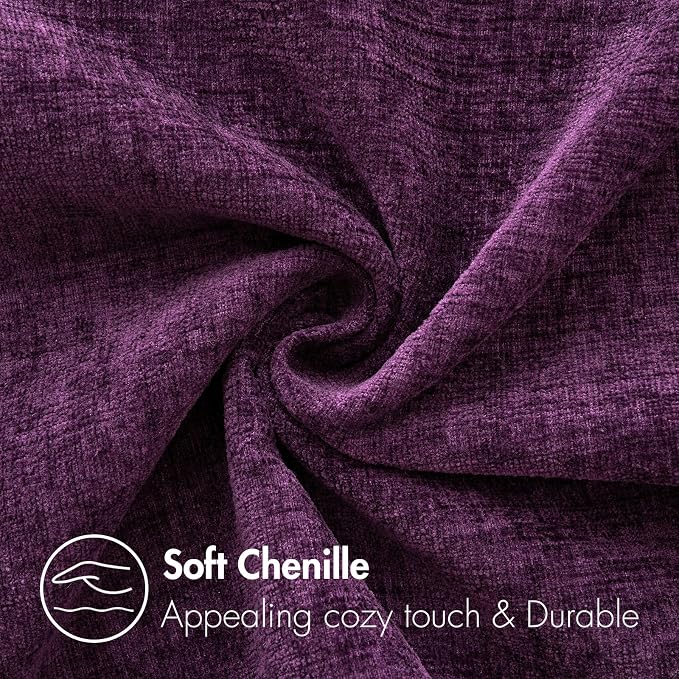MIULEE Pack of 2 Couch Throw Pillow Covers 20x20 Inch Soft Plum Purple Chenille - Image 2