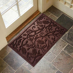 ViveNest Boho Coffee Brown Floral Leaves Outdoor Indoor Entrance Doormats - Image 3