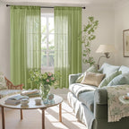 BGment Olive Green Linen Curtains - Image 2