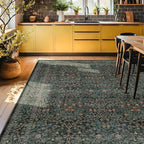 Vintage Dark Green Living Room Rug, 8x10 Washable Area Rugs - Image 3