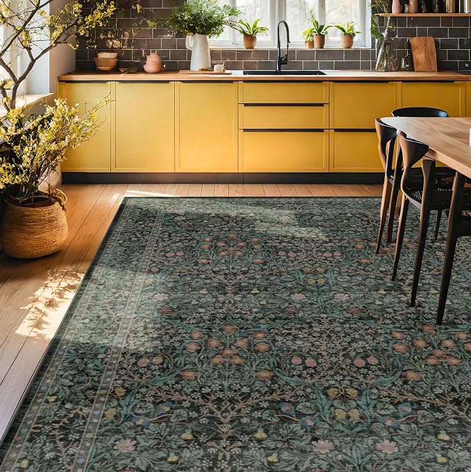 Washable Dark Green 10x12 Rug for Living Room - Image 7