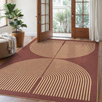Lahome Enfys Modern Rainbow Easy Jute Outdoor Rug 5x7, Stain Resistant Red by Lahome