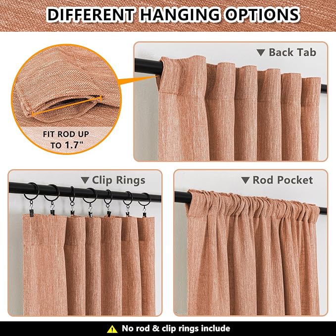 MYSKY HOME Burnt Orange Curtains - Image 3