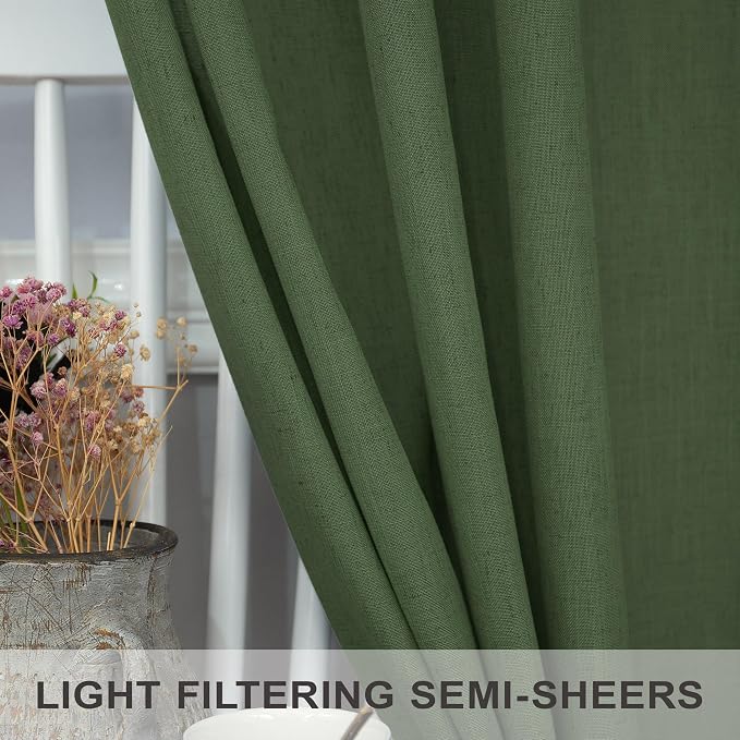 Pitalk Olive Green Curtains 90 Inch Length - Image 3
