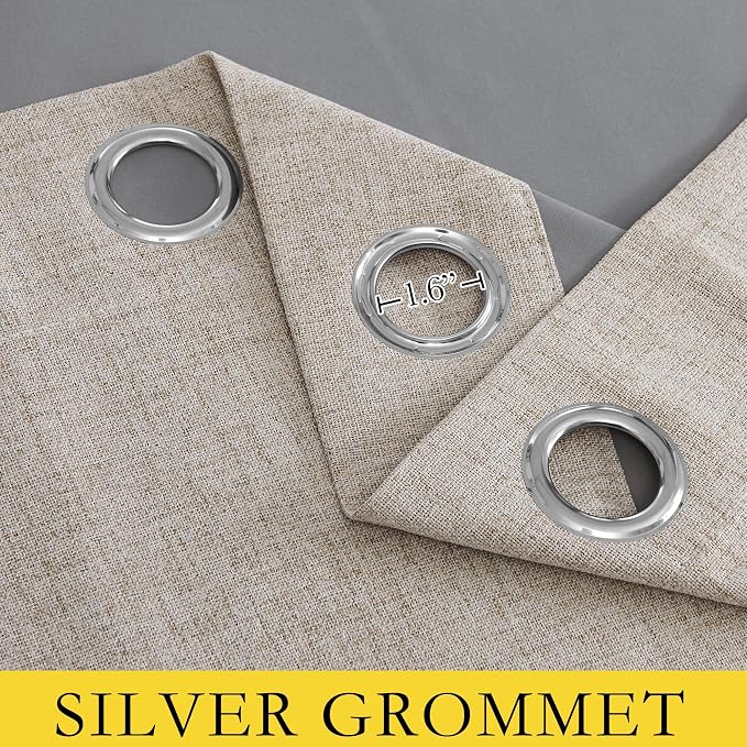 NICETOWN Oatmeal Vintage Open Linen Weave Flax Thermal Curtains, 100% Blackout - Image 5
