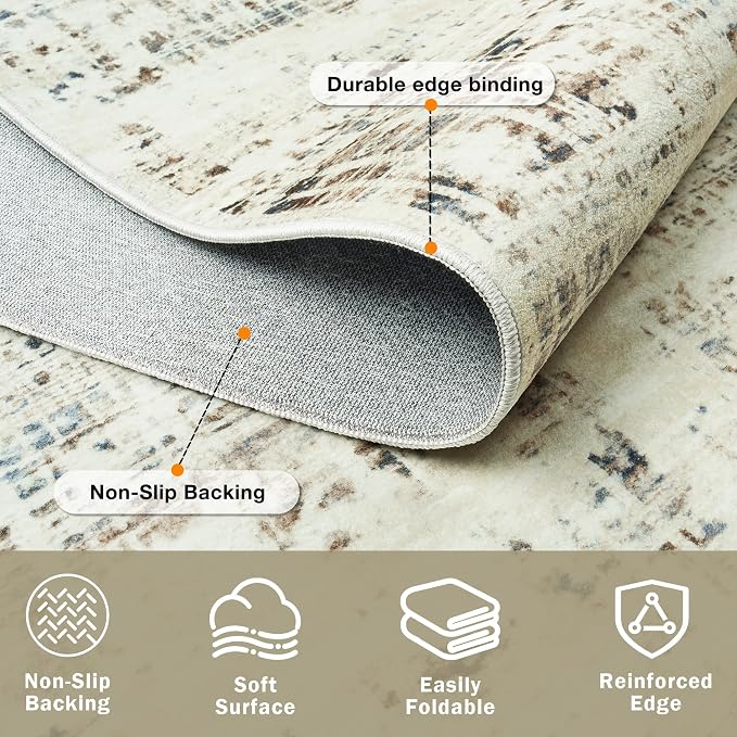 10x12 Area Rugs for Living Room Washable Rug: Anti-Skid Abstract Modern Living - Image 4