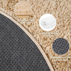 3'x3' Beige Round Rug for Bedroom, Ultra Soft Fluffy Circle Rug for Kids Girls - Image 5