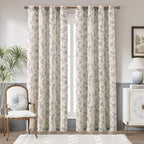 jinchan Floral Linen Curtains for Living Room 84 Inch Length Butterfly Curtain by JINCHAN