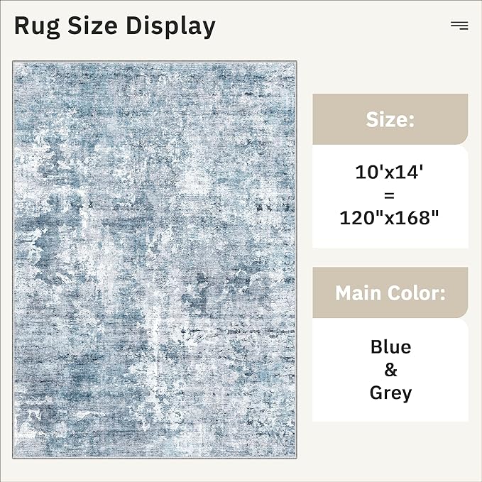 10x14 Area Rugs for Living Room, Non Slip Machine Washable Vintage Rugs - Image 5