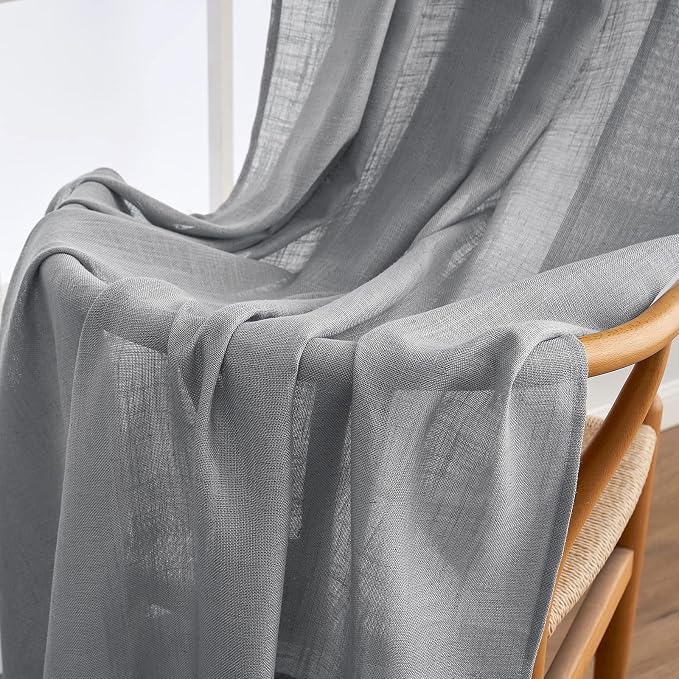 MIULEE Grey Linen Curtains 96 Inch Long - Image 6