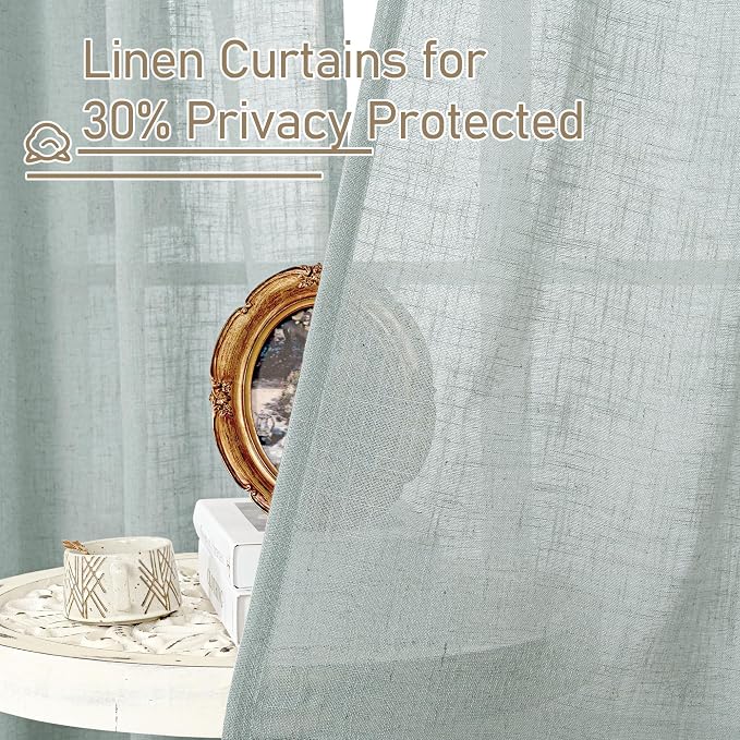 LAMIT Living Room Linen Curtains 90 Inch - Image 5