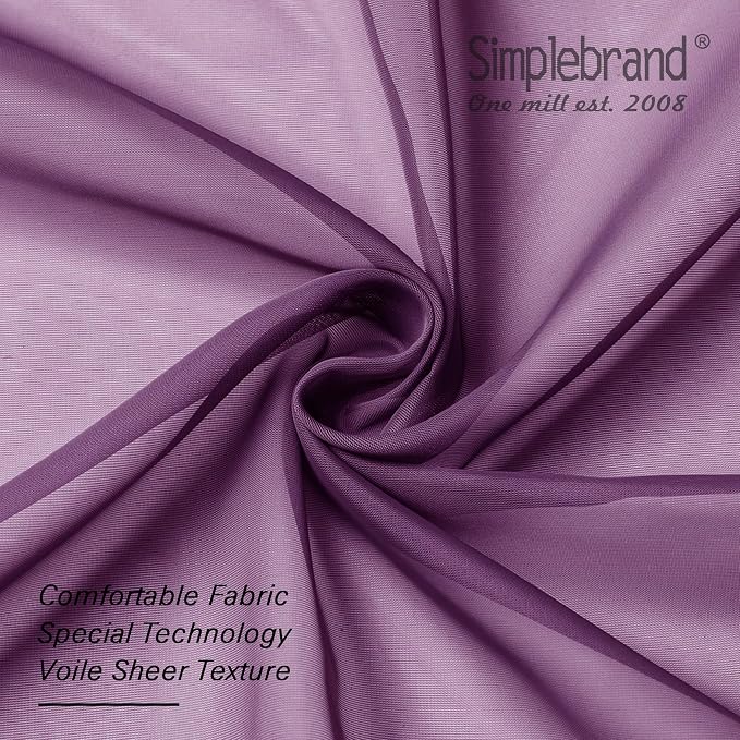 Simplebrand Plum Purple Sheer Curtains 72 Inches Long 2 Panels - Image 6