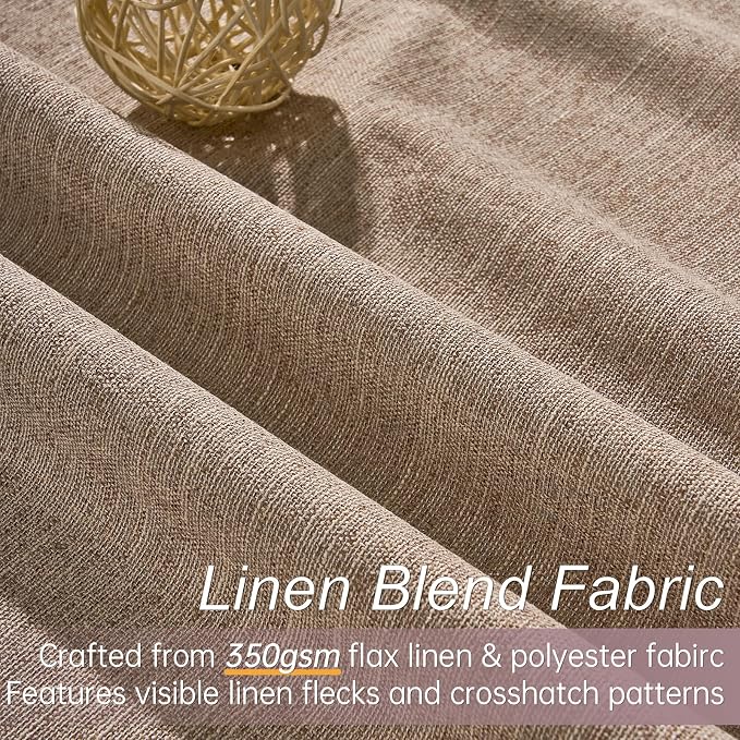 Topfinel 95 Inches Long Custom Linen Blackout Curtains Taupe Pinch Pleated - Image 2