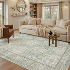 Soalmost 5x7 Area Rugs Green/Brown Low Pile Indoor Washable Trendy Faded Style - Image 2