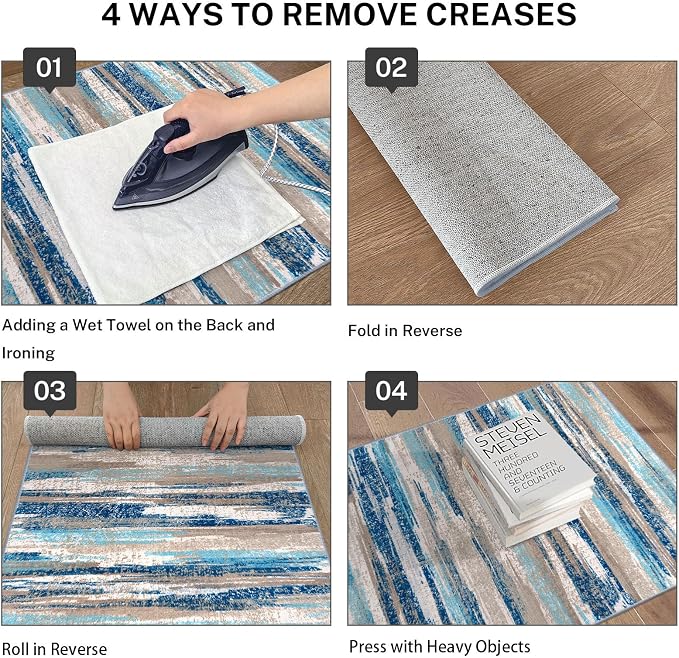 Lansny Small Abstract Area Rug, Entryway Rug Washable Door Mat Indoor Entrance - Image 4