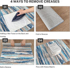 Lansny Modern Abstract Kitchen Rug Set of 2, 2x3 and 2x5 Blue Washable Rug - Image 3