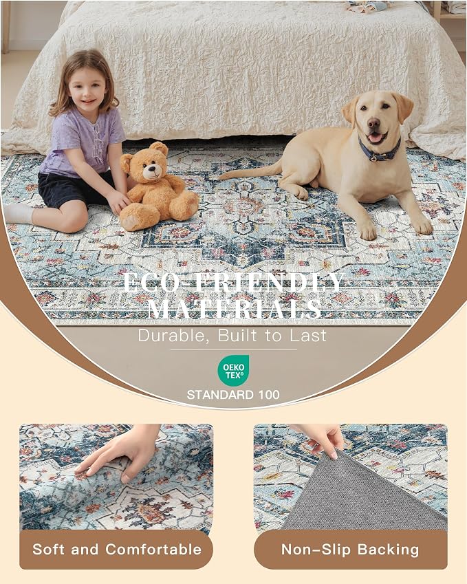 Madane Runner Rug 2'6''x8' Kitchen Runner, Hallway Runner Vintage Washable Rugs - Image 5