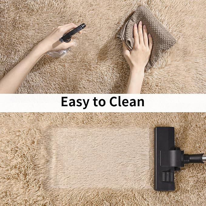 Soft Runner Rugs for Bedroom Hallways, 2 Packs 2x3 Beige Fluffy Shag Throw Area - Image 5
