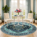 RELEANY Area Rugs 5ft Washable Non-Slip, Floral Vintage Distress Print Pattern - Image 2