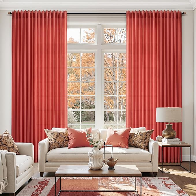 Christmas Red Linen Curtains 63 Inch Length - Image 6