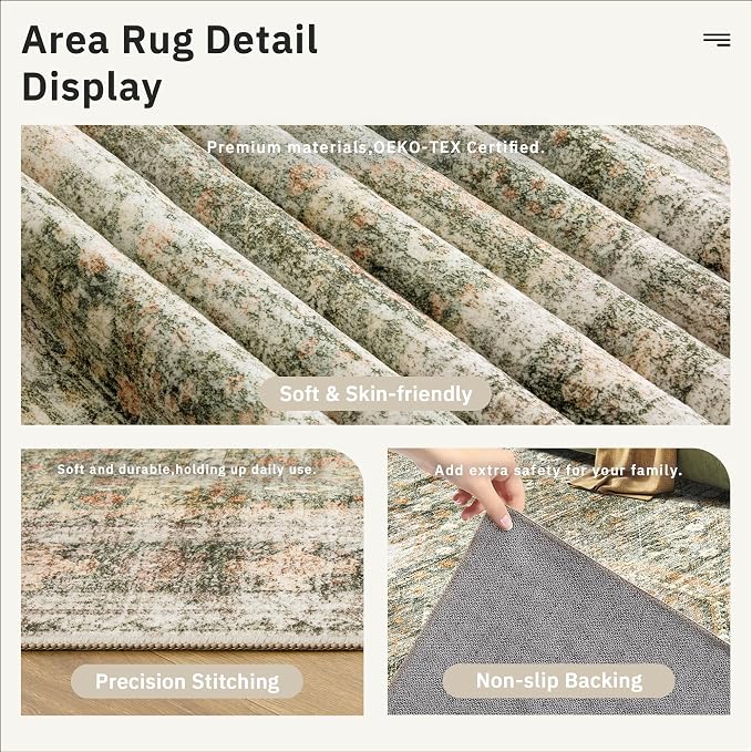 6x9 Area Rug for Living Room Washable 6x9 Non-Slip Modern Rugs for Bedroom - Image 6