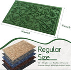 Boho Green Floral Leaves Outdoor Indoor Entrance Doormats, Absorbent Durable - Image 2