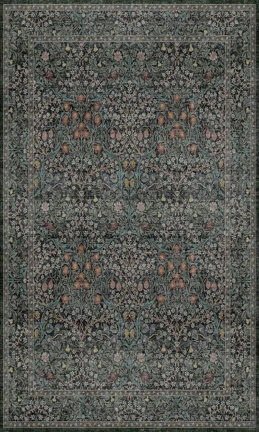 Vintage Floral Dark Green 3x5 Area Rugs - Image 9