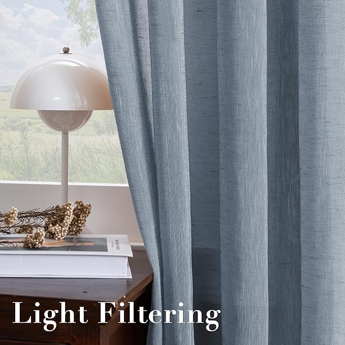 H.VERSAILTEX Linen Curtains Nickel Grommet Natural Linen Semi-Sheer Curtains 2 - Image 5
