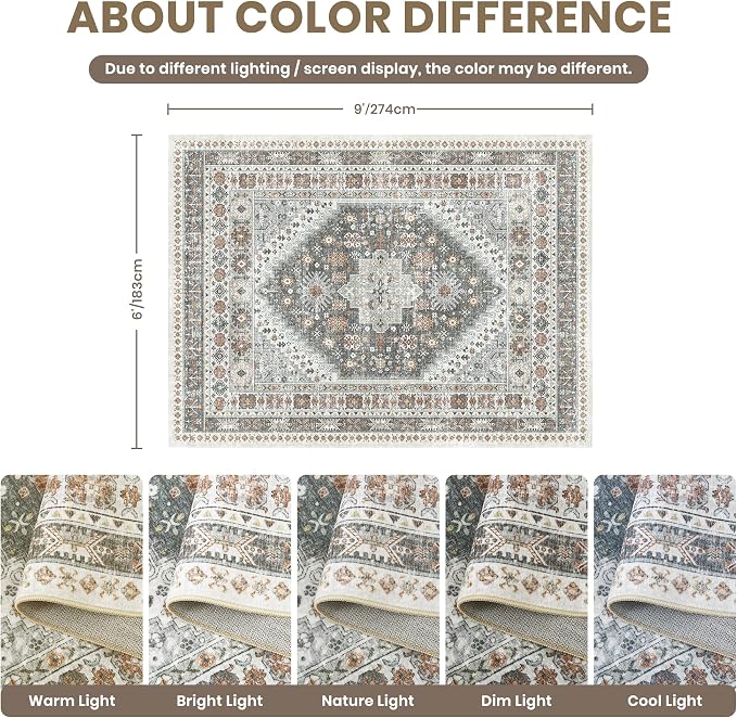 zesthome 6x9 Area Rug, Super Soft Washable Rugs - Image 2