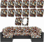 hyha 14Pcs Patio Cushion Covers, Stretch Outdoor Couch Cushion Covers by hyha