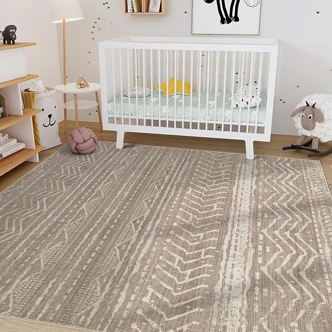 Nakagishi 5x7 Area Rugs Living Room: Washable Boho Large Neutral Soft Rug - Image 8