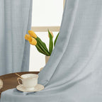 LAMIT Faux Linen Curtains for Bedroom, Grommet Thick Linen Drapes Light - Image 3