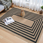 Lahome Enfys Modern Geometric Easy Jute Entryway Rug, 4x6 Black Washable Carpet - Image 3