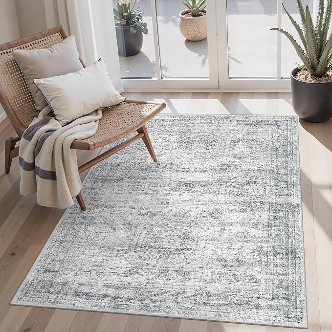 Area Rugs 4x6 for Living Room, Vintage Washable Rugs for Dining Room, Non-Slip by Soalmost