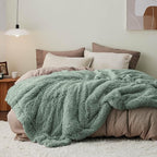 Bedsure GentleSoft Fuzzy Sherpa Faux Fur Twin Blanket Sage Green Cozy Gifts - Image 6