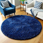 Amdrebio Navy Blue Small Round Rug 3Ft by Amdrebio