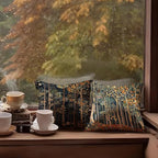 Rustic William Morris Inspired Autumn Forest Decor Throw Pillow Covers 18x18 - Image 5